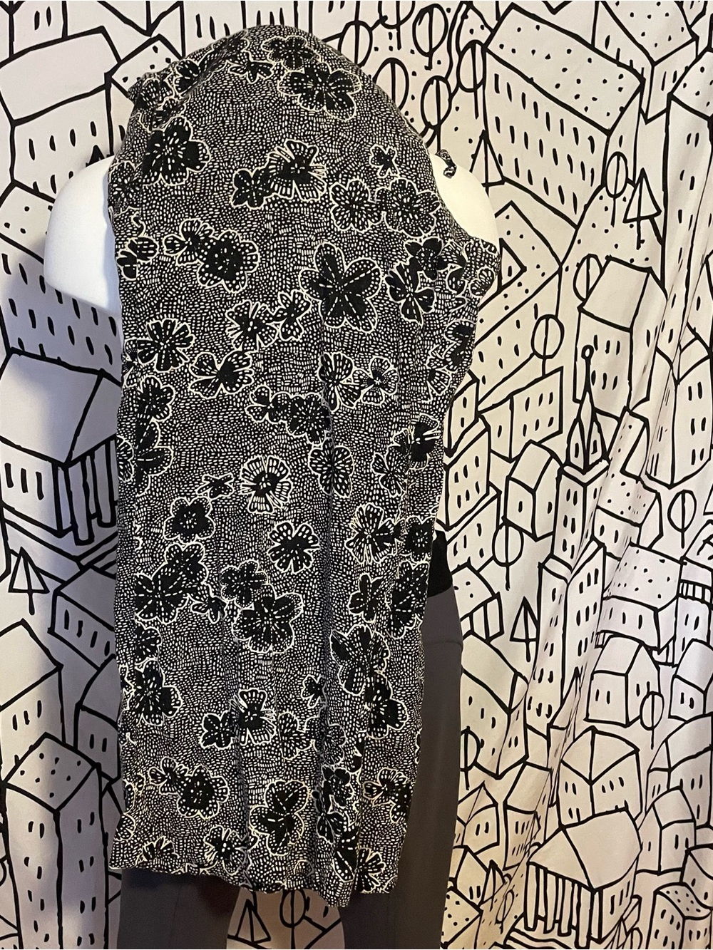 Sonoma Black & White Floral Straight-Leg linen pants wide leg
